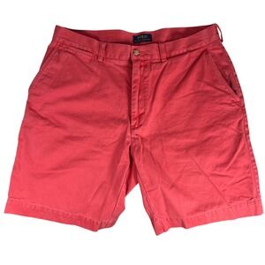 Polo Ralph Lauren Mens Chino Shorts Size 34 Salmon Coral Pink Flat Front Casual
